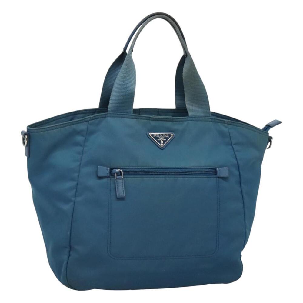 PRADA Hand Bag Nylon Blue